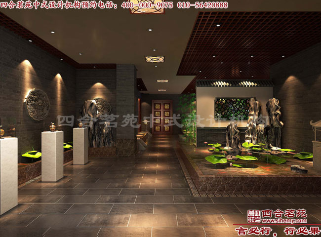 中式會所大廳水景設(shè)計 會所設(shè)計要求必須得在細節(jié)上著手